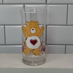 Care Bears Tenderheart Bear Glass Pizza Hut Limited Edition Collector Vtg 1983